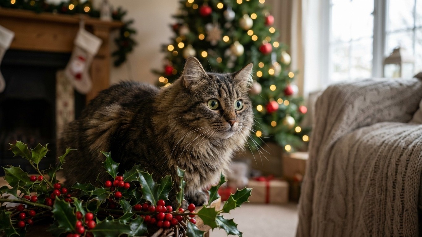 Alerta invernal: este síntoma en tu gato puede estar causado por el acebo, ¡una planta común pero peligrosa!