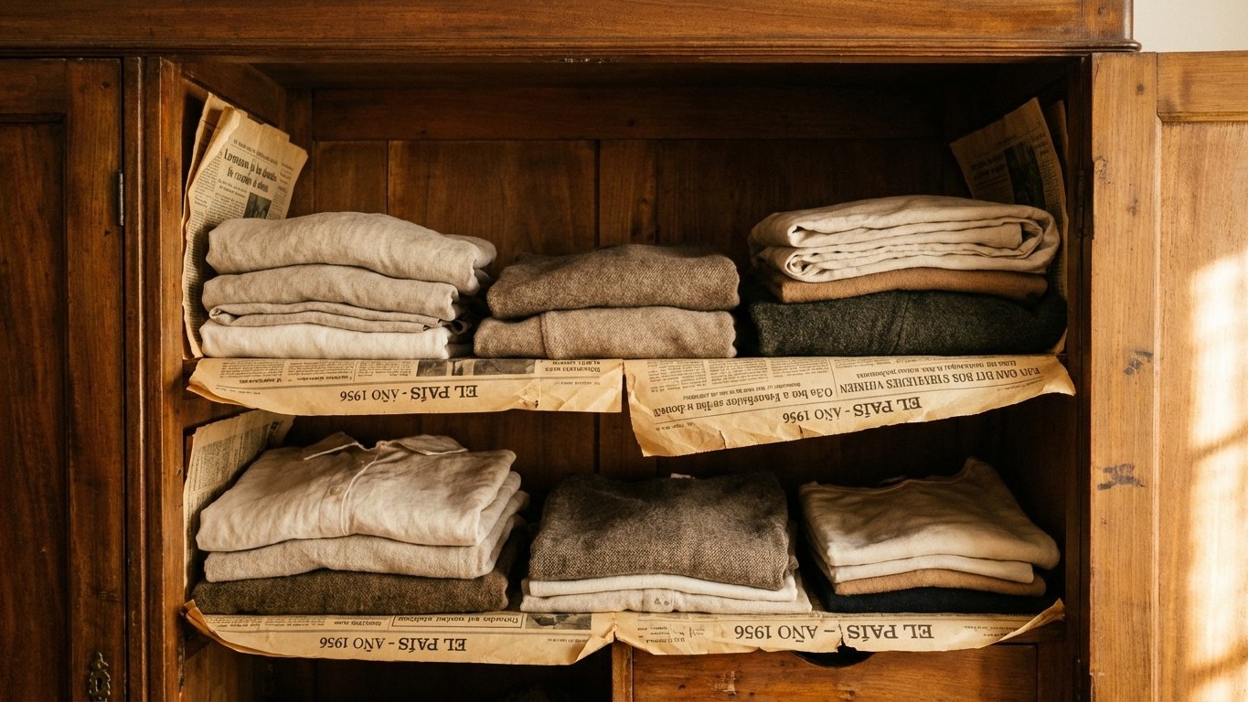 Mis abuelas guardaban esto en los armarios: el truco del papel que elimina la humedad sin gastar nada