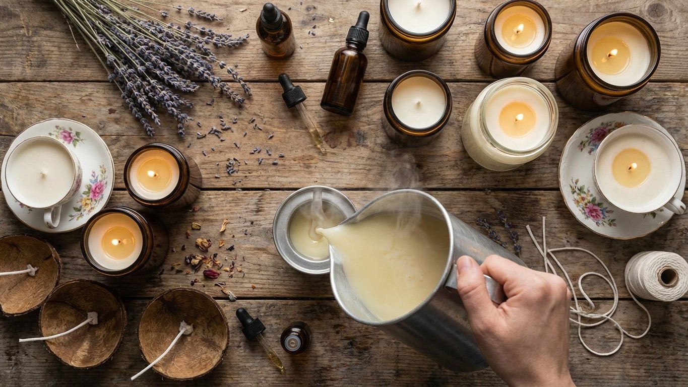 Velas caseras de cera de soja: la guía completa con moldes creativos, mechas perfectas y aromas naturales