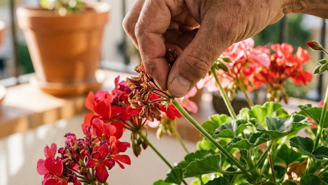 El punto exacto donde cortar los geranios: cómo eliminar flores secas como un viverista profesional