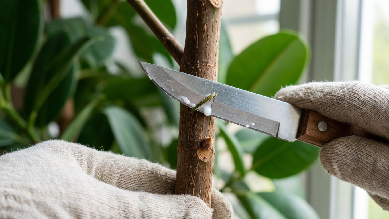 La incisión secreta que despierta tu Ficus elastica: por qué brota solo por un lado y cómo forzar ramificación equilibrada