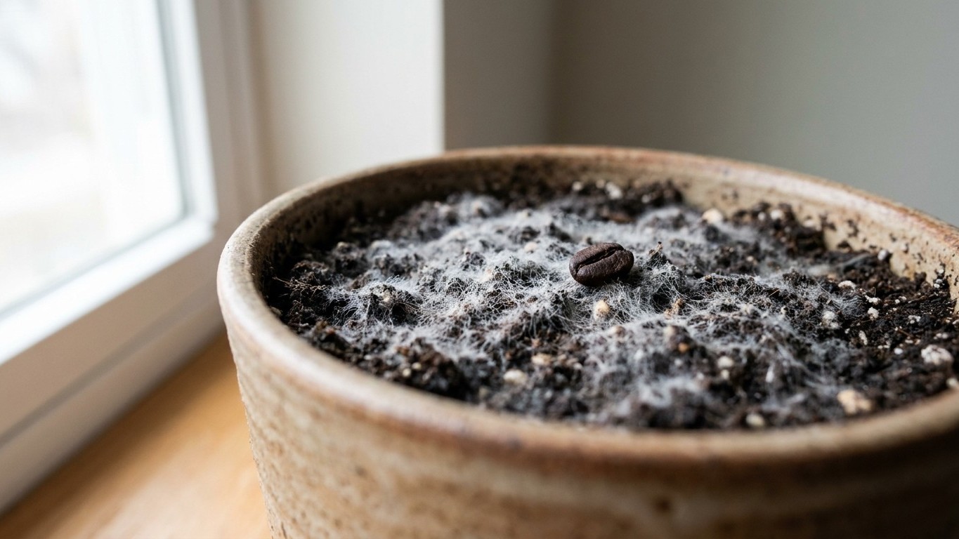 Posos de café en macetas: por qué aparece el moho y cómo usarlos sin arruinar tus plantas