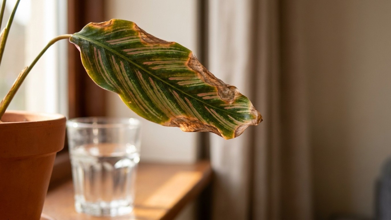 Llevo años regando mi calathea con agua reposada y los bordes marrones me revelan la verdad que nadie cuenta