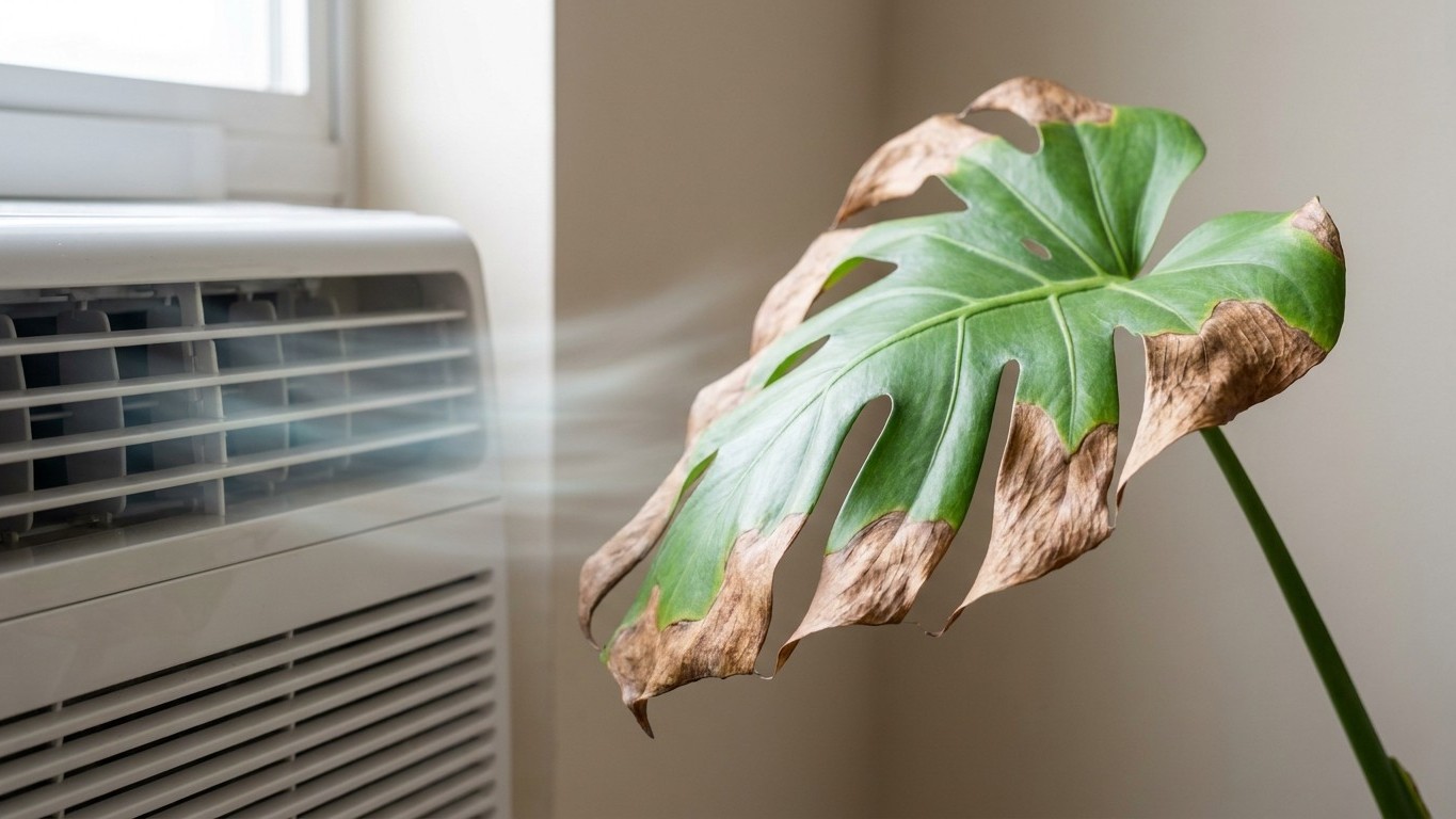 Aire acondicionado y plantas tropicales: el error silencioso que mata tus hojas mientras la tierra sigue húmeda