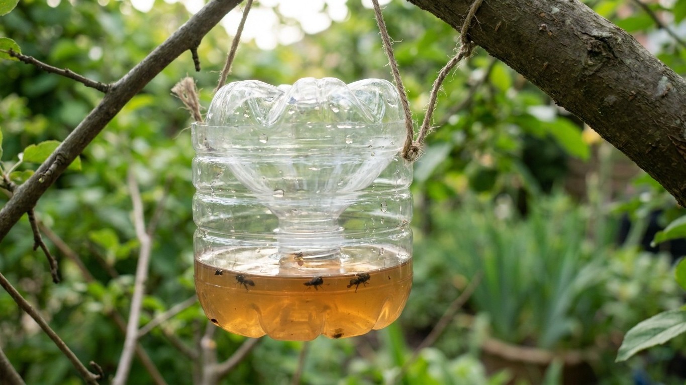 Colgaba botellas con agua azucarada para atrapar avispones asiáticos: cuando vacié la primera al cabo de un mes, entendí l...