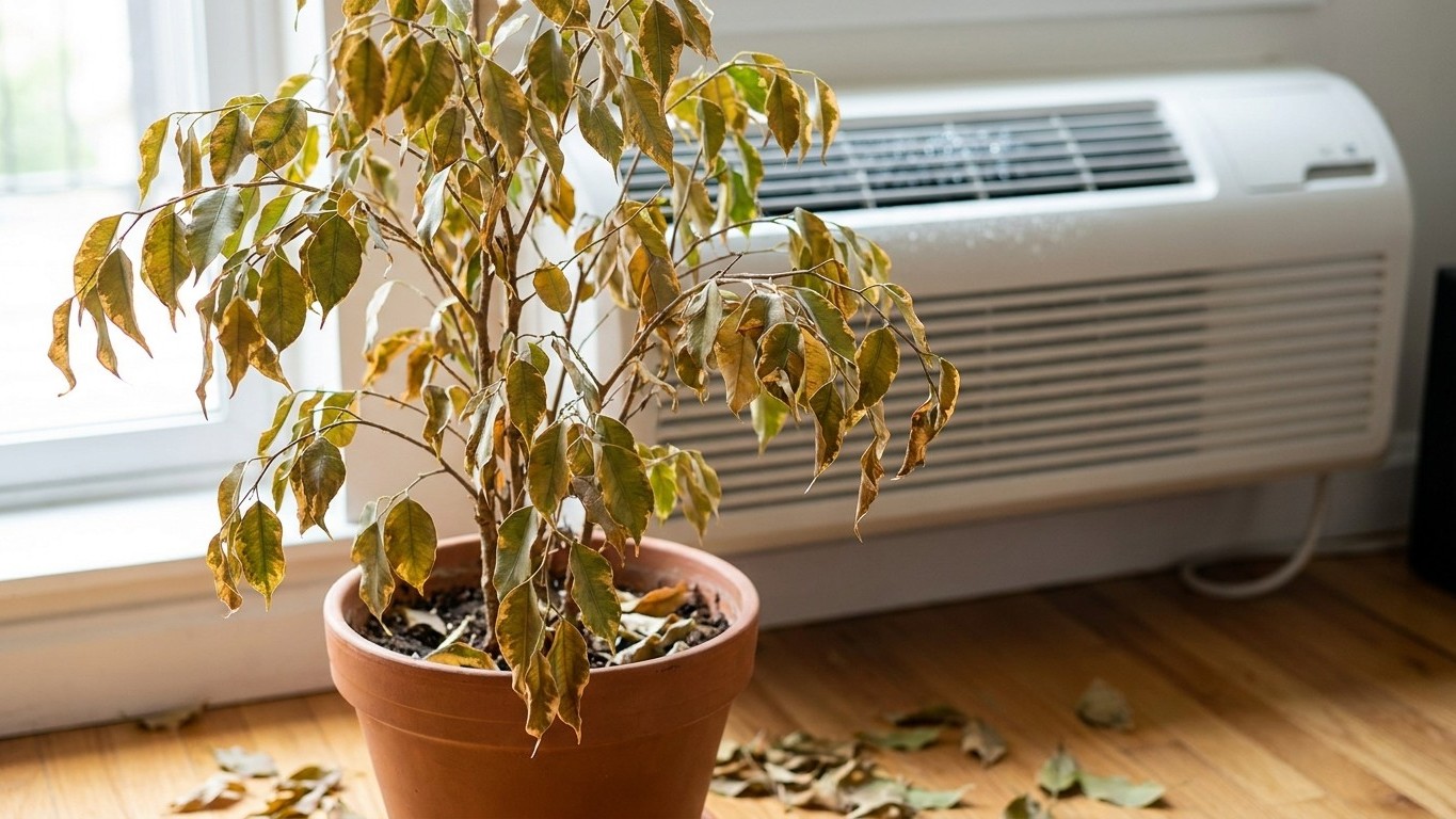 Mi ficus casi muere por el aire acondicionado: cómo el chorro frío mata las plantas de interior sin que lo notes