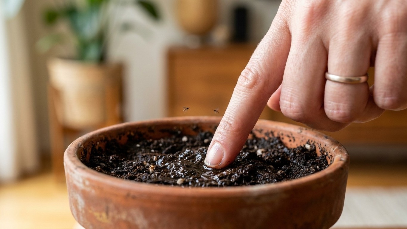 Regaba mis plantas cada dos días hasta que un viverista me mostró por qué salían mosquitos: la lección que cambió todo
