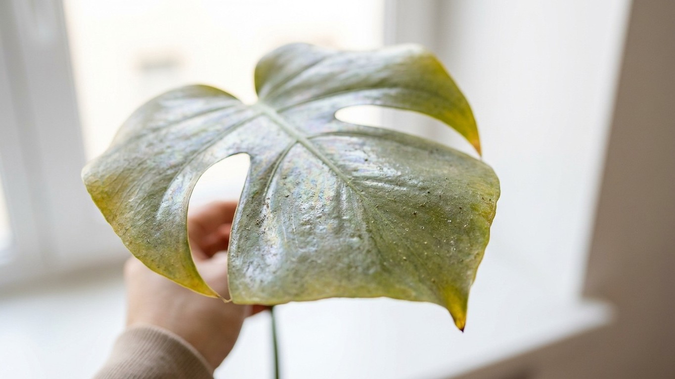 Rociaba abrillantador en spray sobre mi monstera para que brillara: al mirar las hojas de cerca un mes después, entendí po...