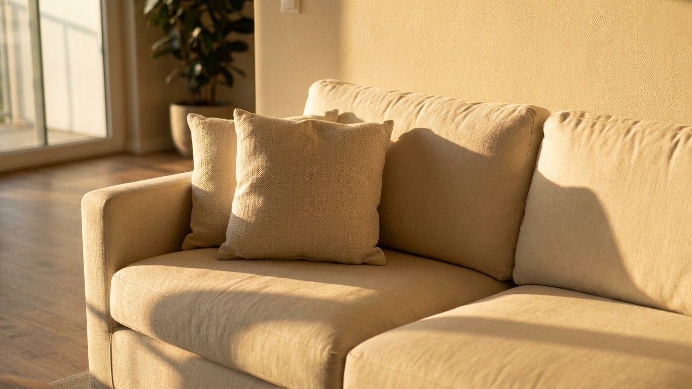Compré el sofá, el sillón y el mueble de TV a juego solo para no equivocarme con los tonos: el día que entré con luz de ta...