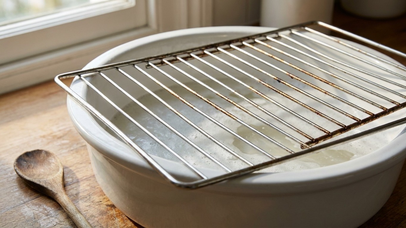 Metí las rejillas del horno en agua muy caliente con bicarbonato solo por dejarlas a remojo una noche: por la mañana enten...