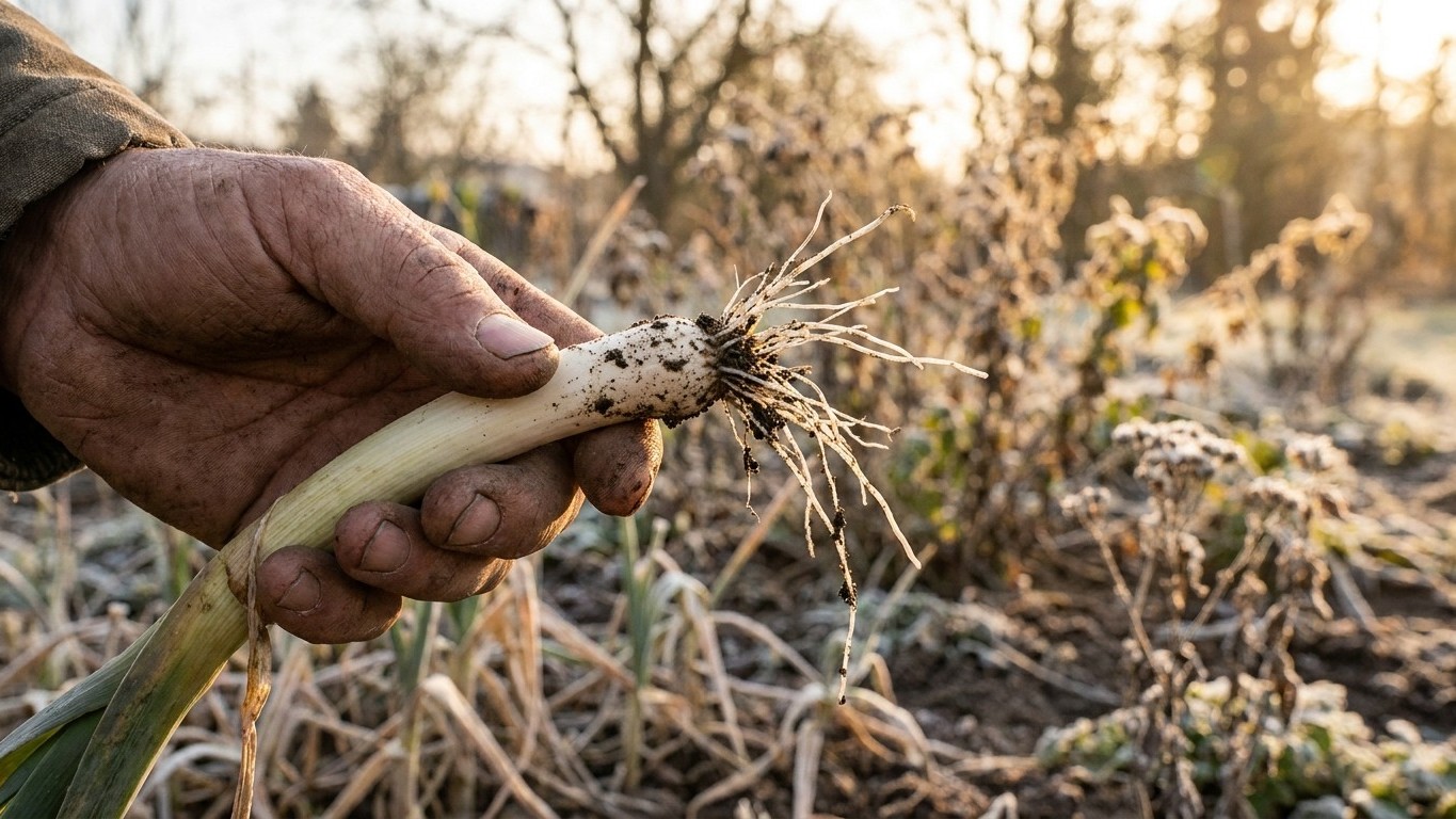 Planté mis puerros de invierno en octubre solo por esperar a que refrescara: al arrancarlos en enero, entendí lo que no ha...