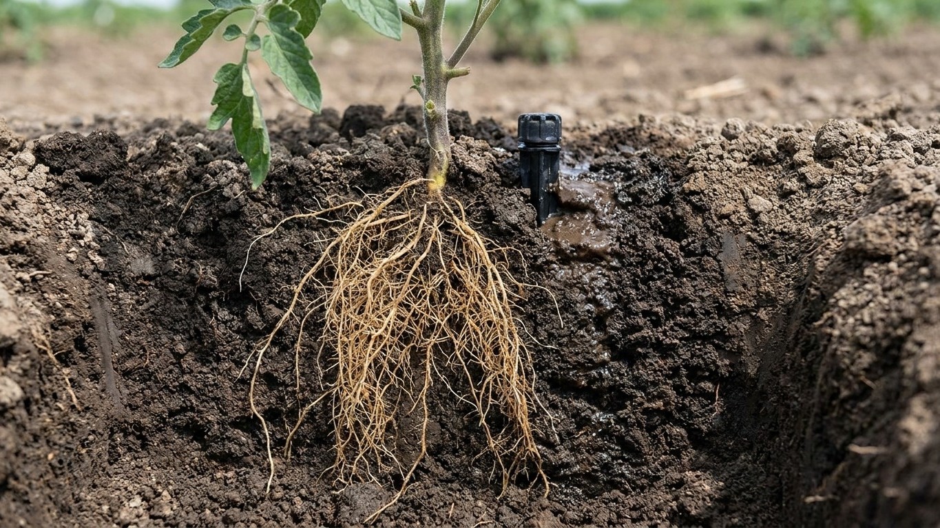 Programé el riego por goteo en varias tandas cortas cada día solo para no olvidarme: al arrancar una tomatera en agosto, e...