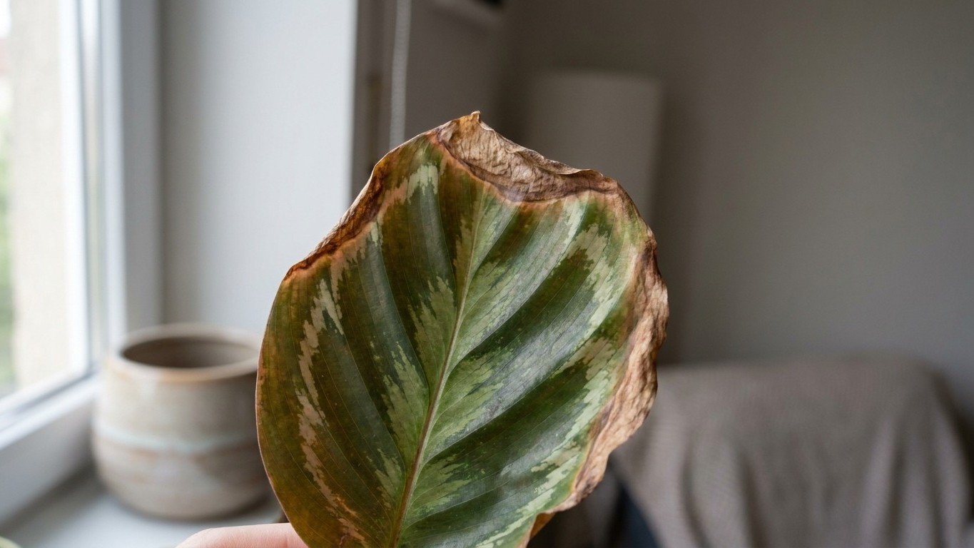 Regué mi Calathea con agua del grifo durante meses solo por comodidad: cuando miré los bordes de las hojas de cerca, ya er...