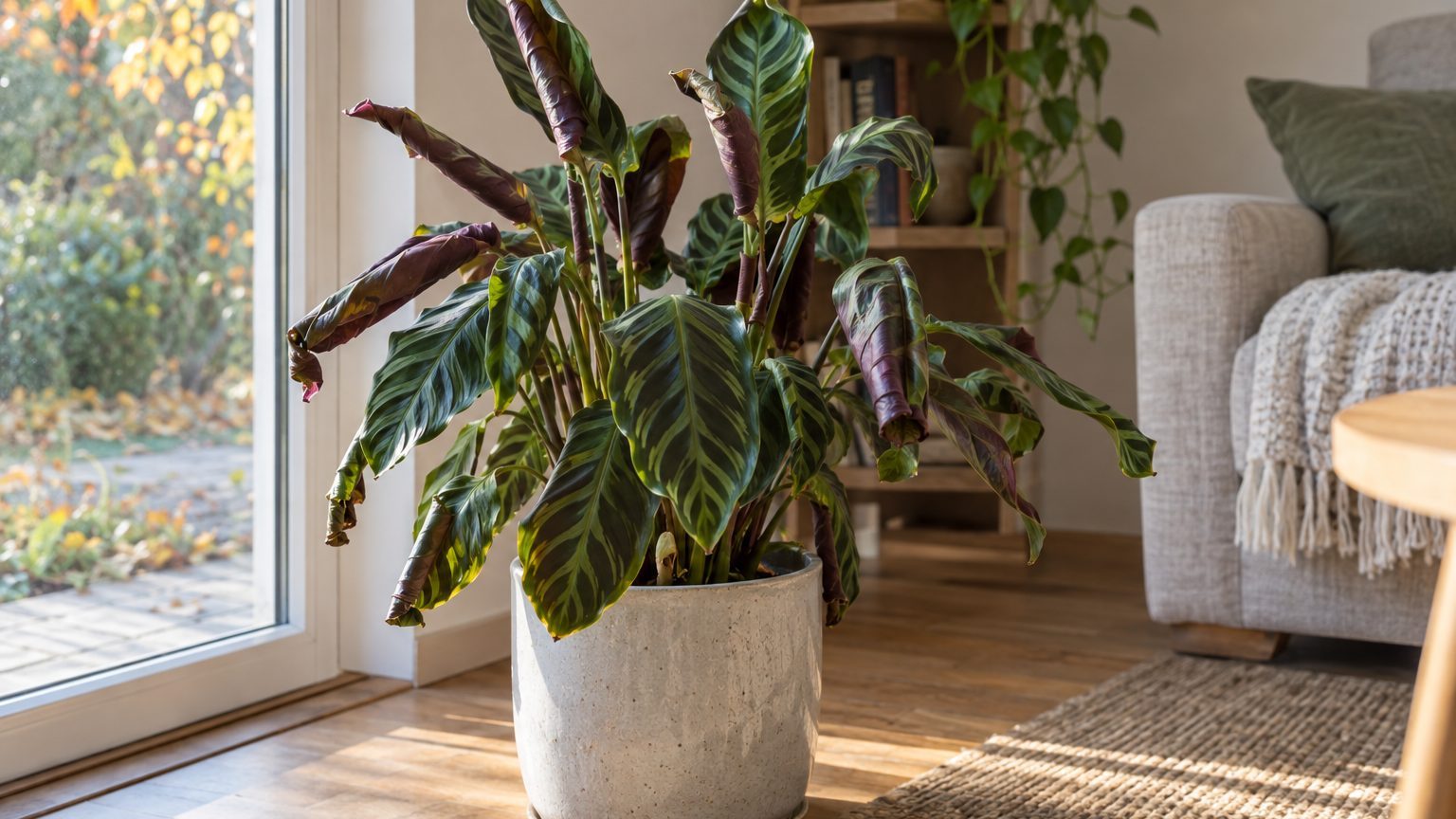 Calathea con hojas enrolladas: las 4 causas y cómo saber cuál es la tuya
