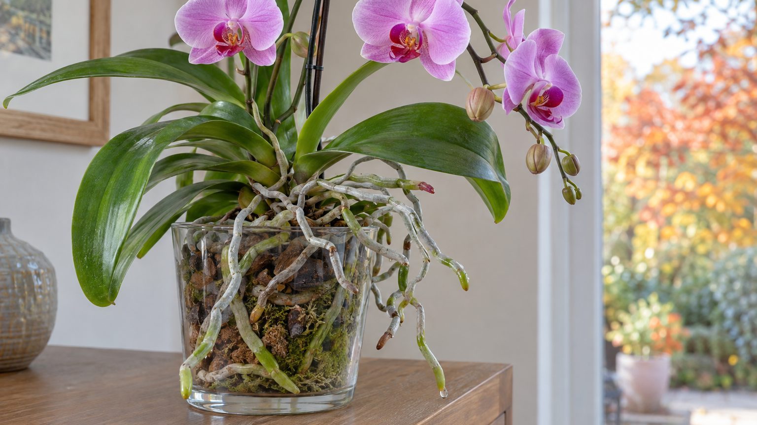 Orquídea con raíces fuera de la maceta: qué hacer (y por qué no conviene cortarlas)